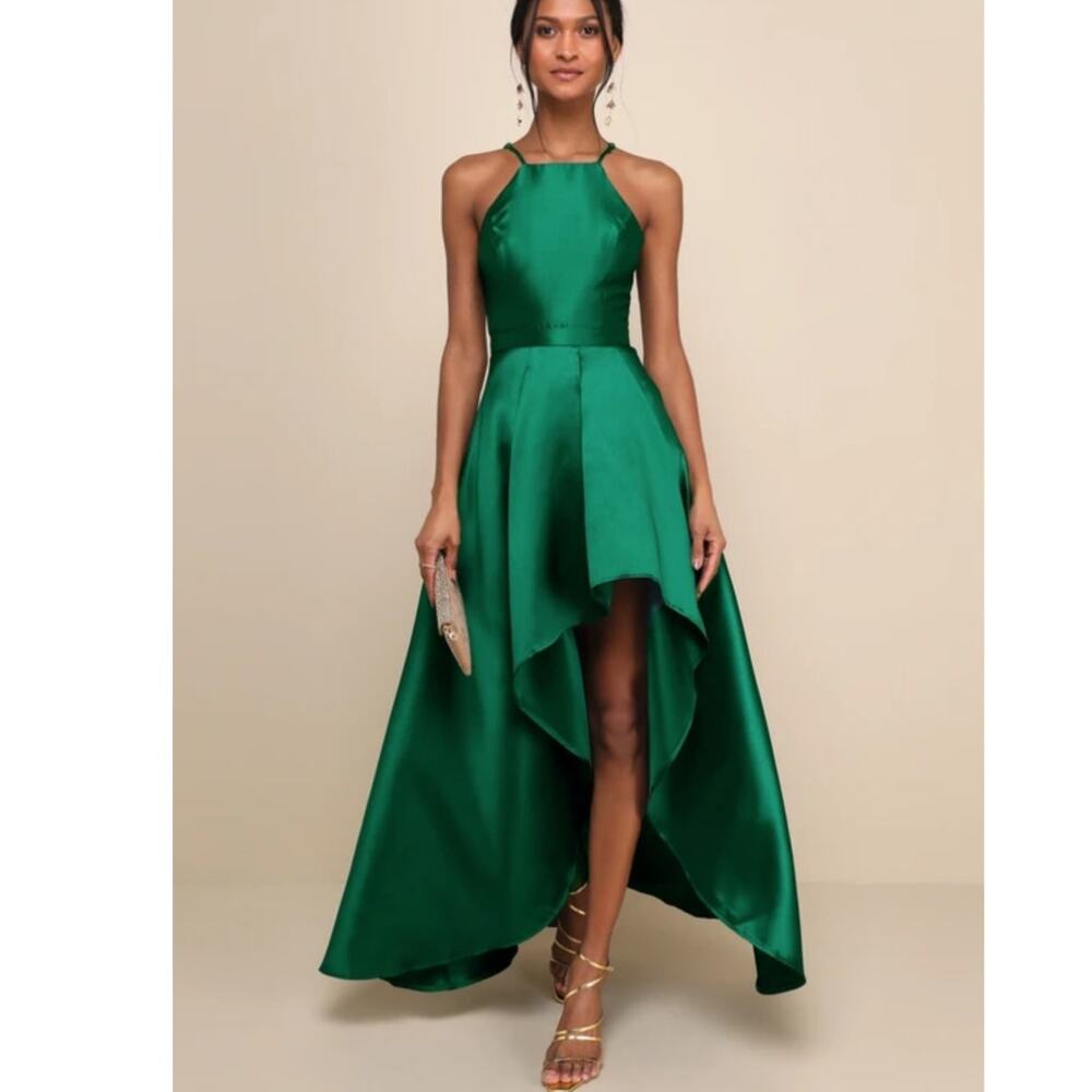 NWT Lulus‎ Broadway Show Emerald Green High Low Gown Size XS